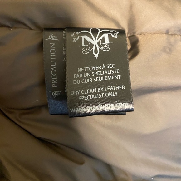 Mackage Black Down Parka Fur Hood Leather Trim - Picture 8 of 11